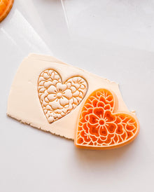 Floral Heart Clay Cutter: Embossed Flower Pattern Jewelry Tool