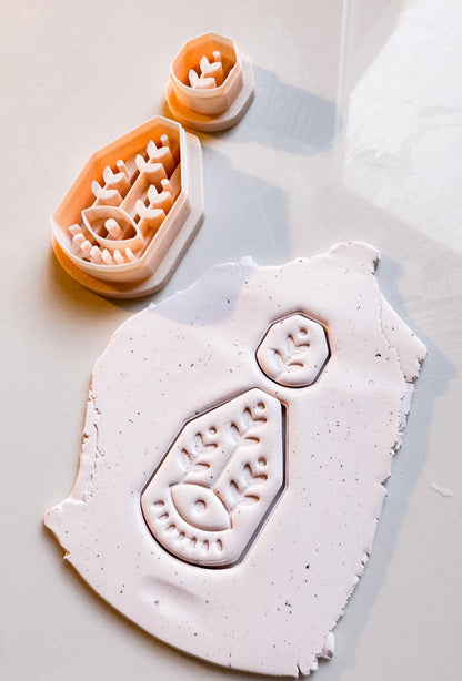 Ceramic Pattern Clay Cutter: Eye & Leaf Earrings, DIY Jewelry