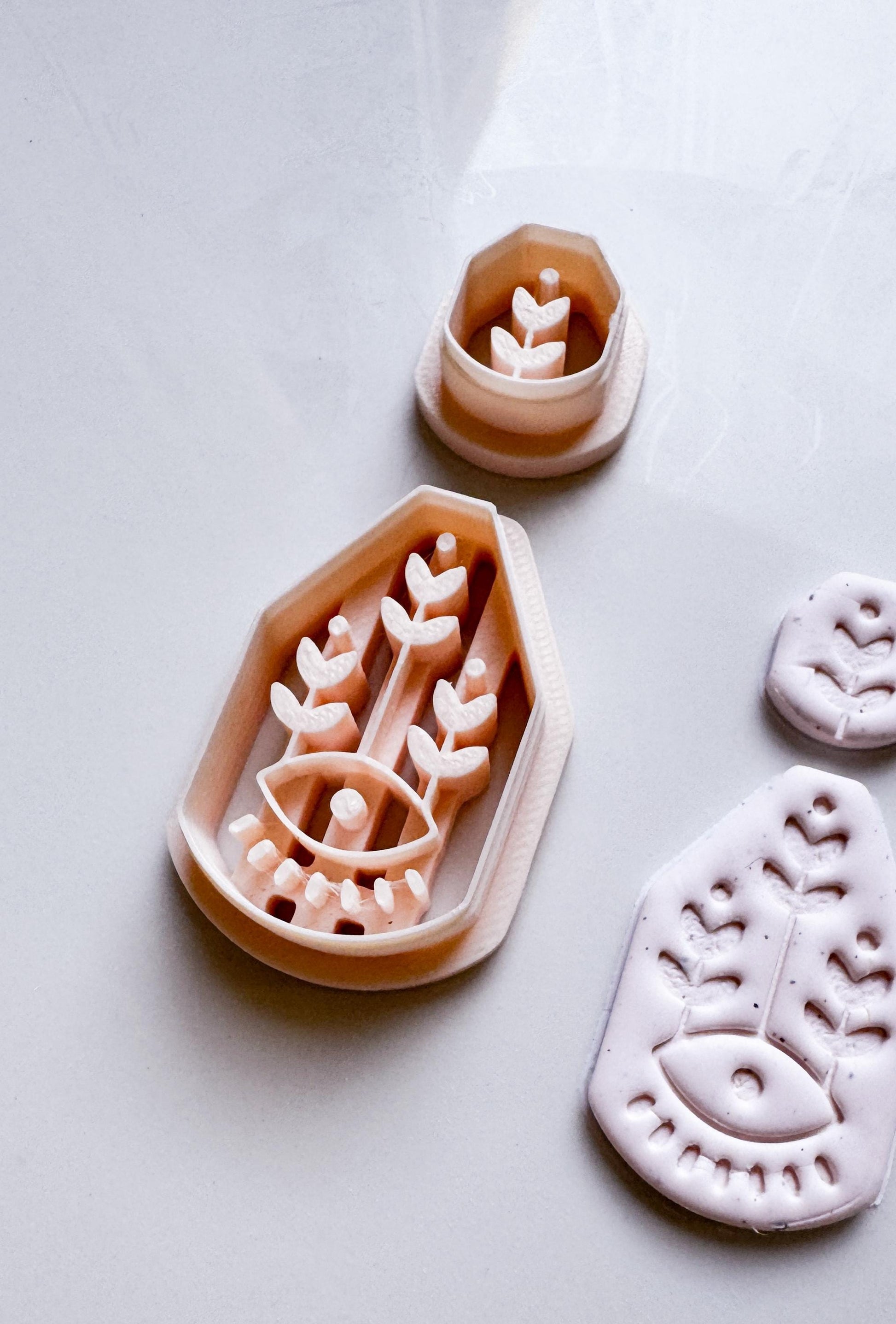 Ceramic Pattern Clay Cutter: Eye & Leaf Earrings, DIY Jewelry