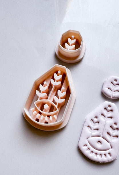 Ceramic Pattern Clay Cutter: Eye & Leaf Earrings, DIY Jewelry