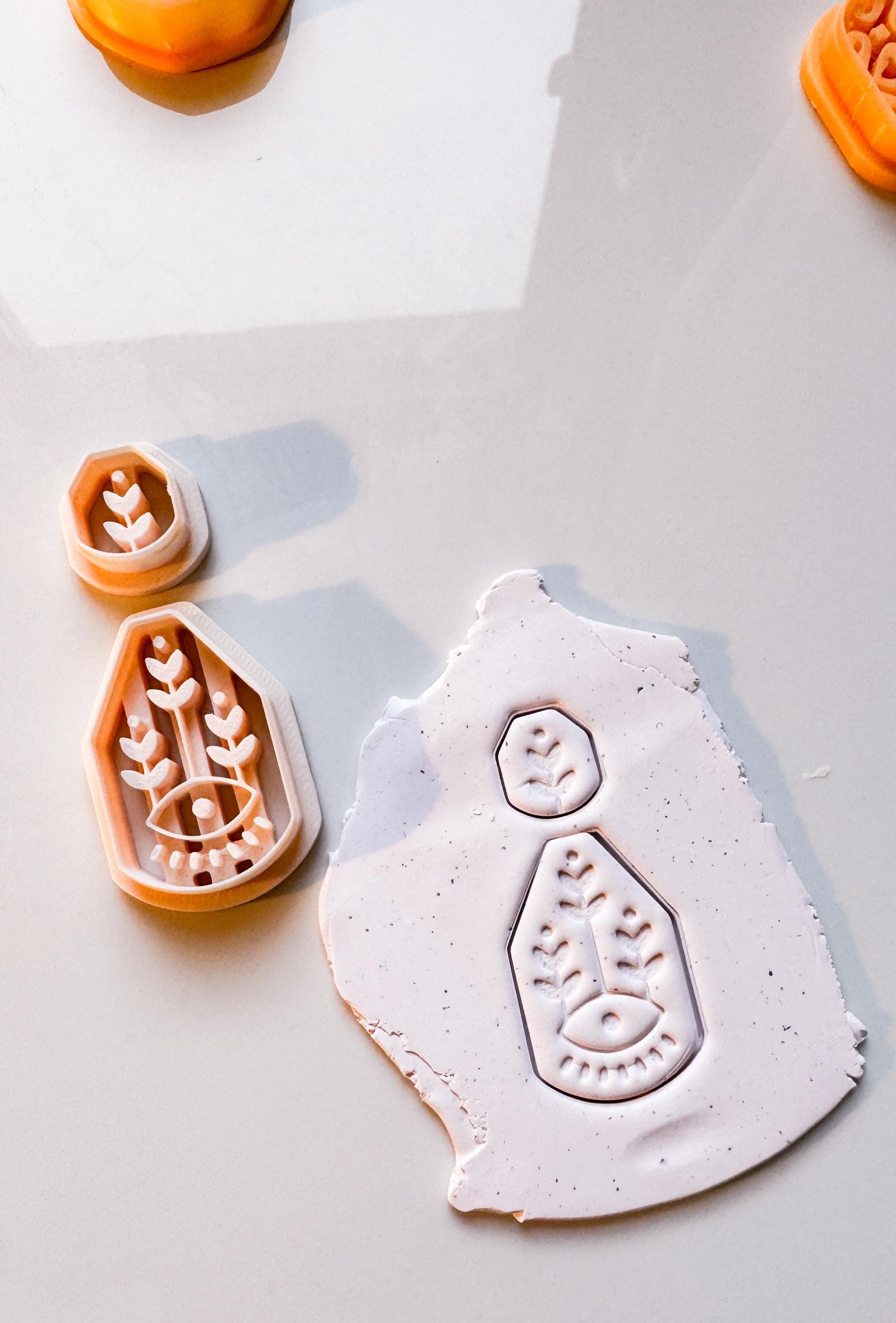Ceramic Pattern Clay Cutter: Eye & Leaf Earrings, DIY Jewelry