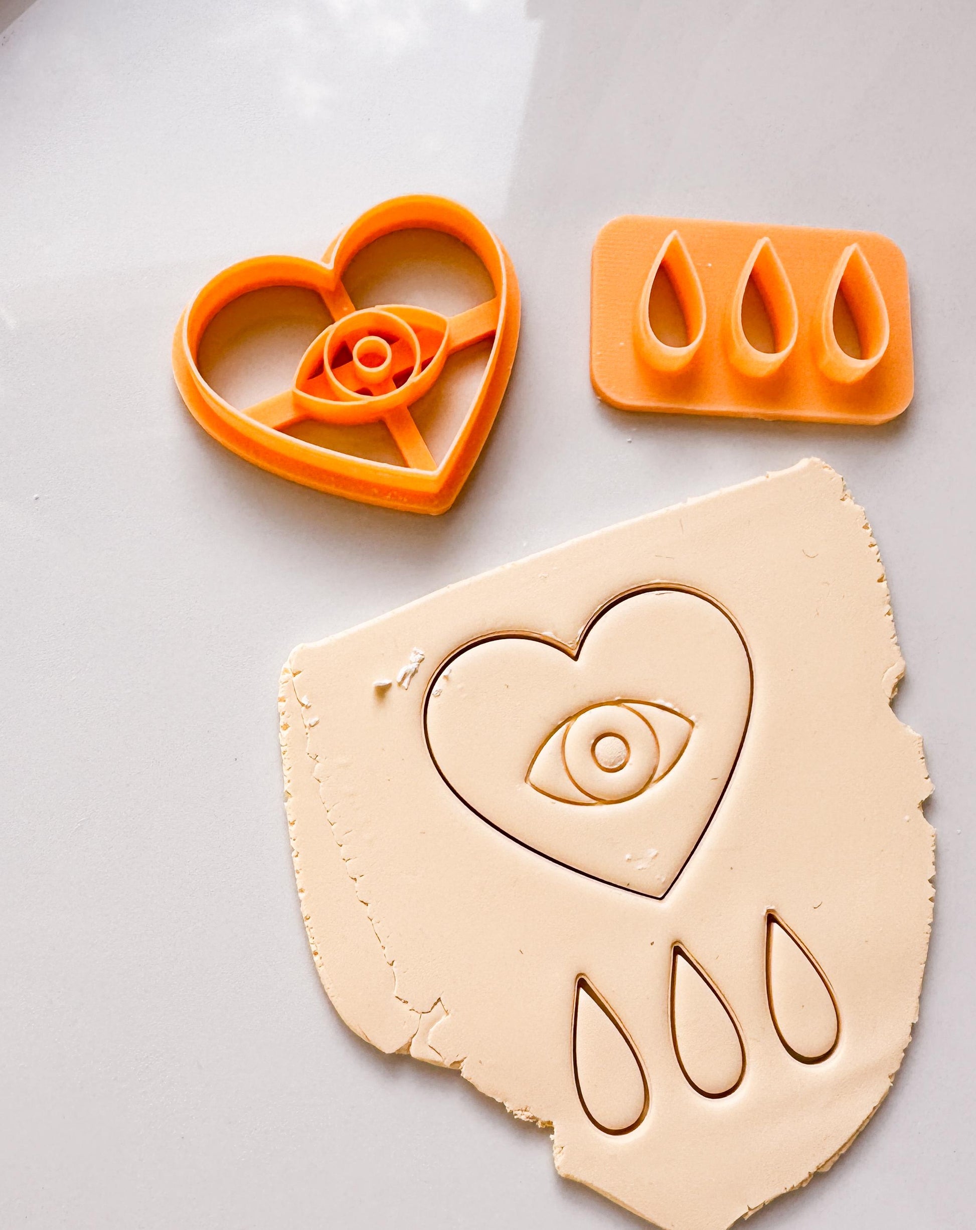 Heart with Tears Clay Cutter Set: 3D Printed Polymer Clay Earring Cutters
