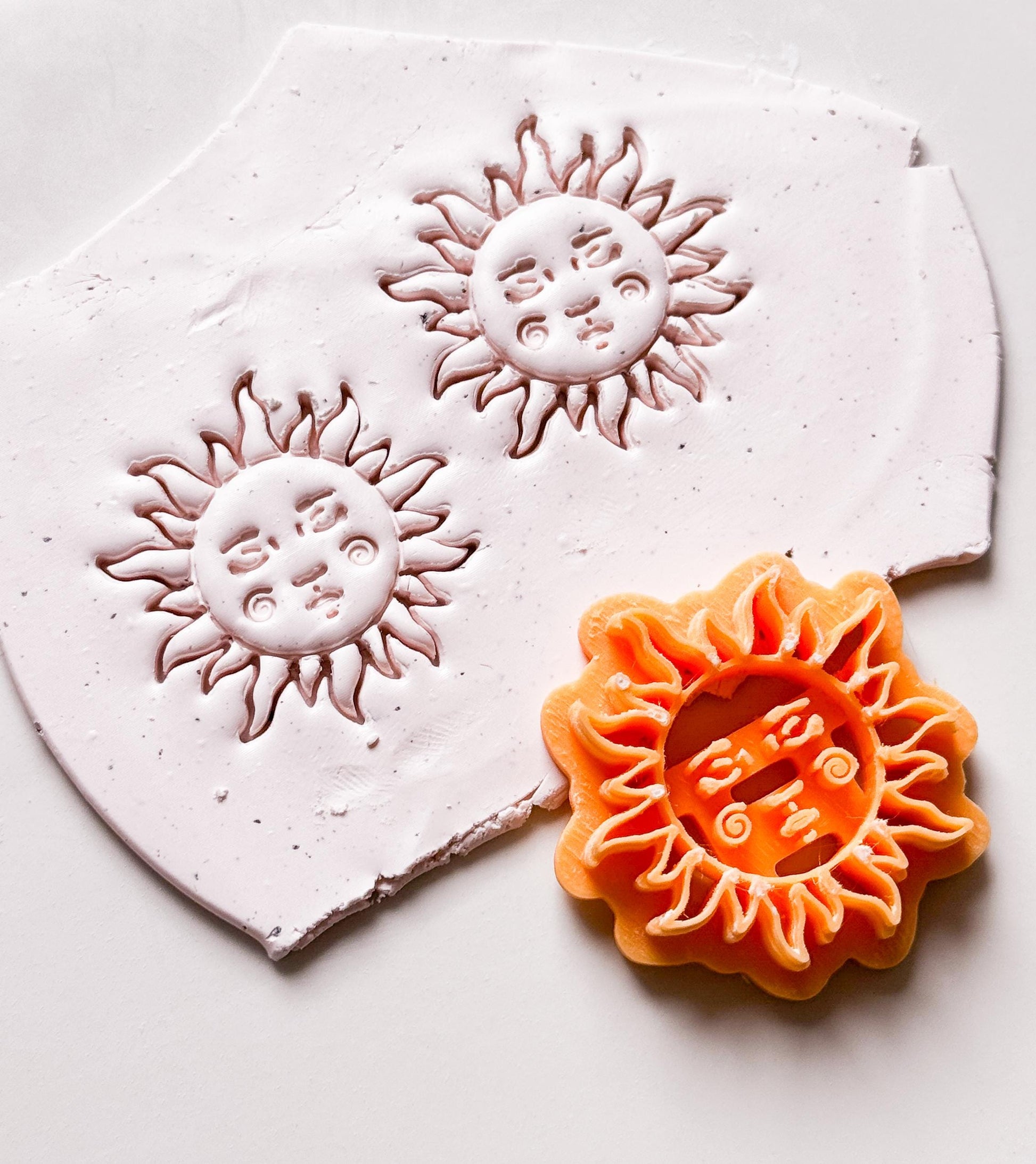 Boho Sun Face Clay Cutter: Polymer Clay Stamp, Earring Tool