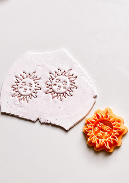 Boho Sun Face Clay Cutter: Polymer Clay Stamp, Earring Tool