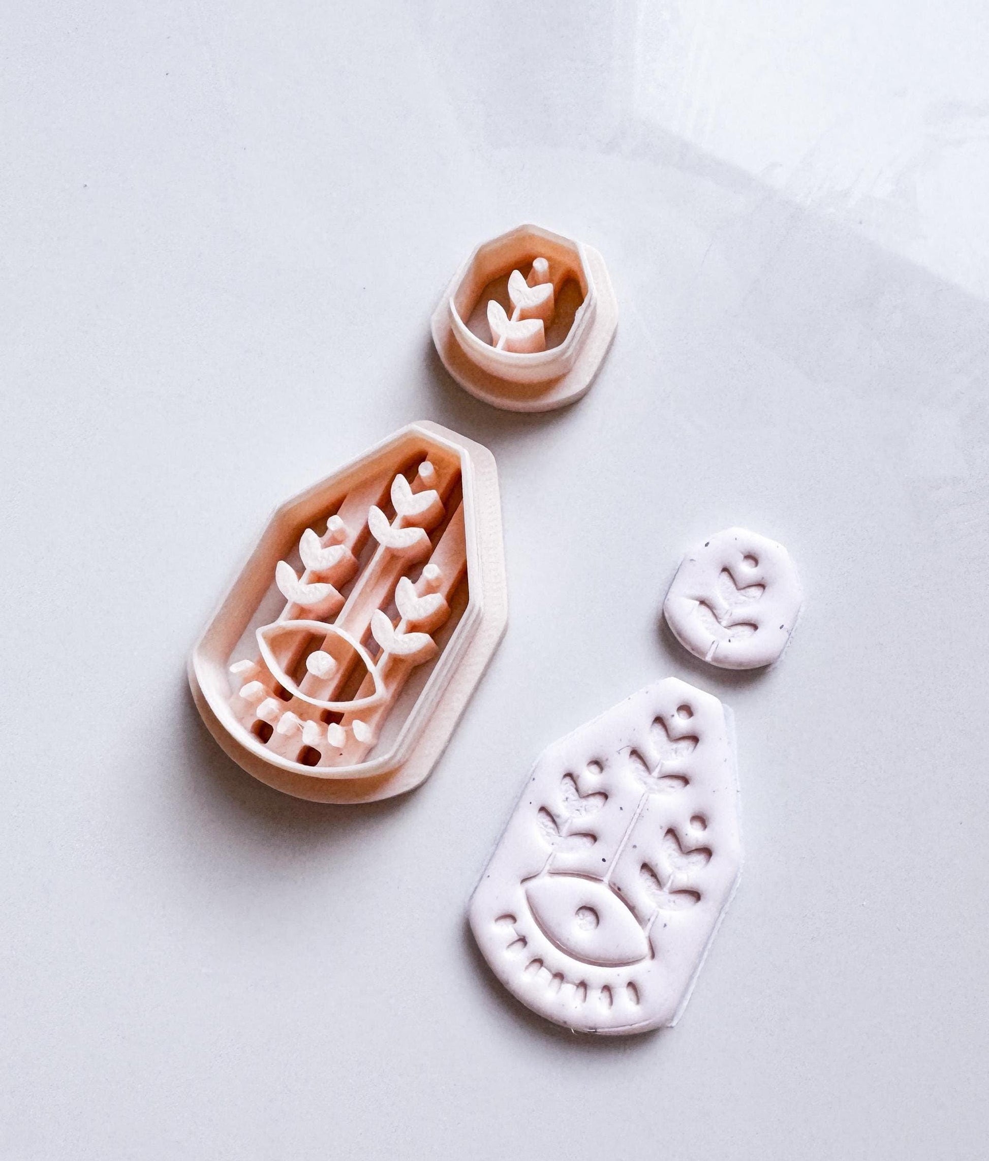 Ceramic Pattern Clay Cutter: Eye & Leaf Earrings, DIY Jewelry