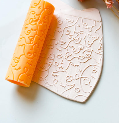 Face Pattern Texture Roller: Polymer Clay Embossing Tool