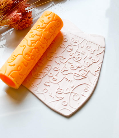 Face Pattern Texture Roller: Polymer Clay Embossing Tool