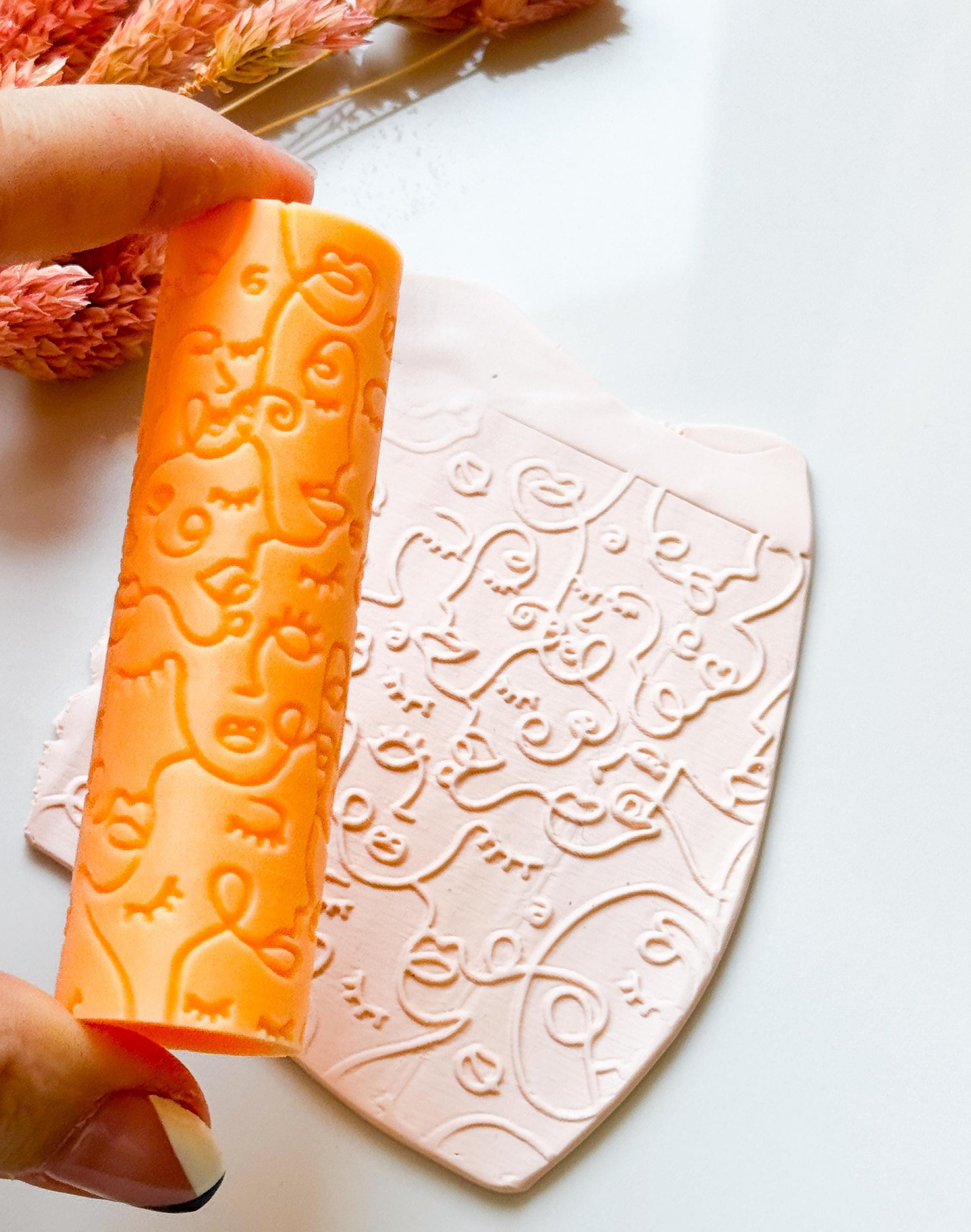 Face Pattern Texture Roller: Polymer Clay Embossing Tool