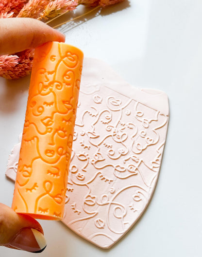 Face Pattern Texture Roller: Polymer Clay Embossing Tool