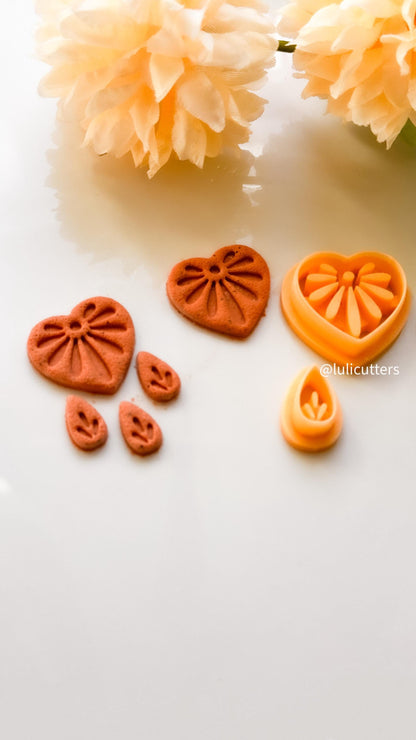 Heart Ceramic Pattern Clay Cutter Set: Textured Polymer Clay Earrings