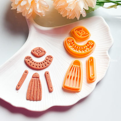 Etnik Statement Earrings Cutter Set: Boho Polymer Clay Jewelry Making
