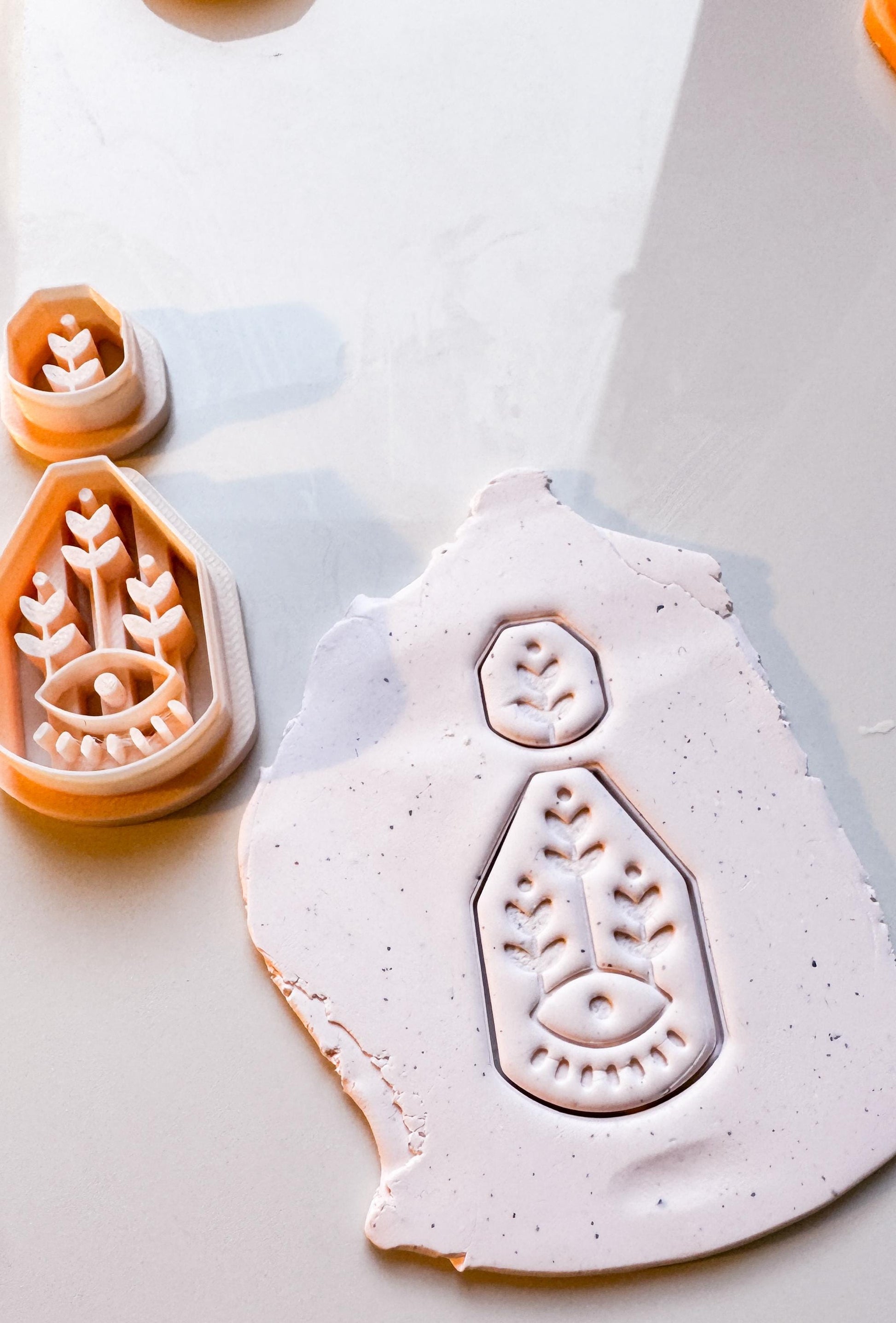 Ceramic Pattern Clay Cutter: Eye & Leaf Earrings, DIY Jewelry