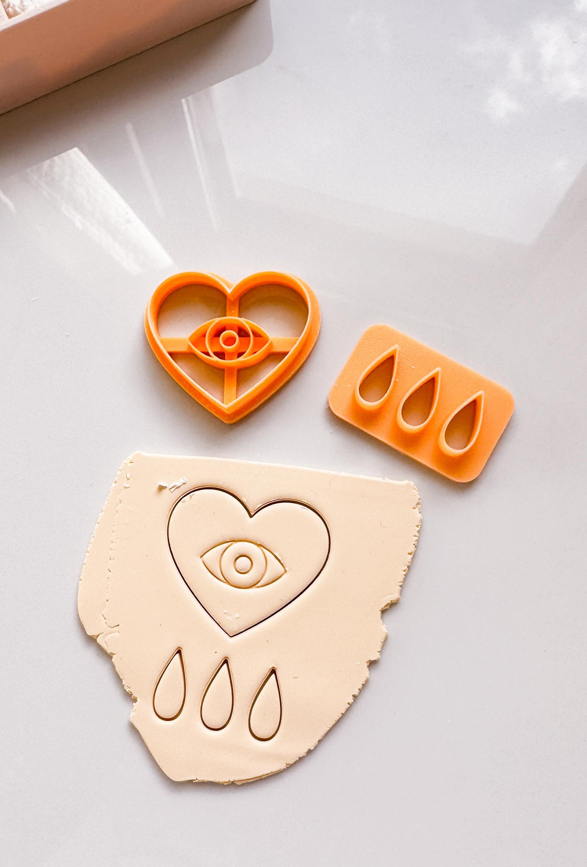 Heart with Tears Clay Cutter Set: 3D Printed Polymer Clay Earring Cutters
