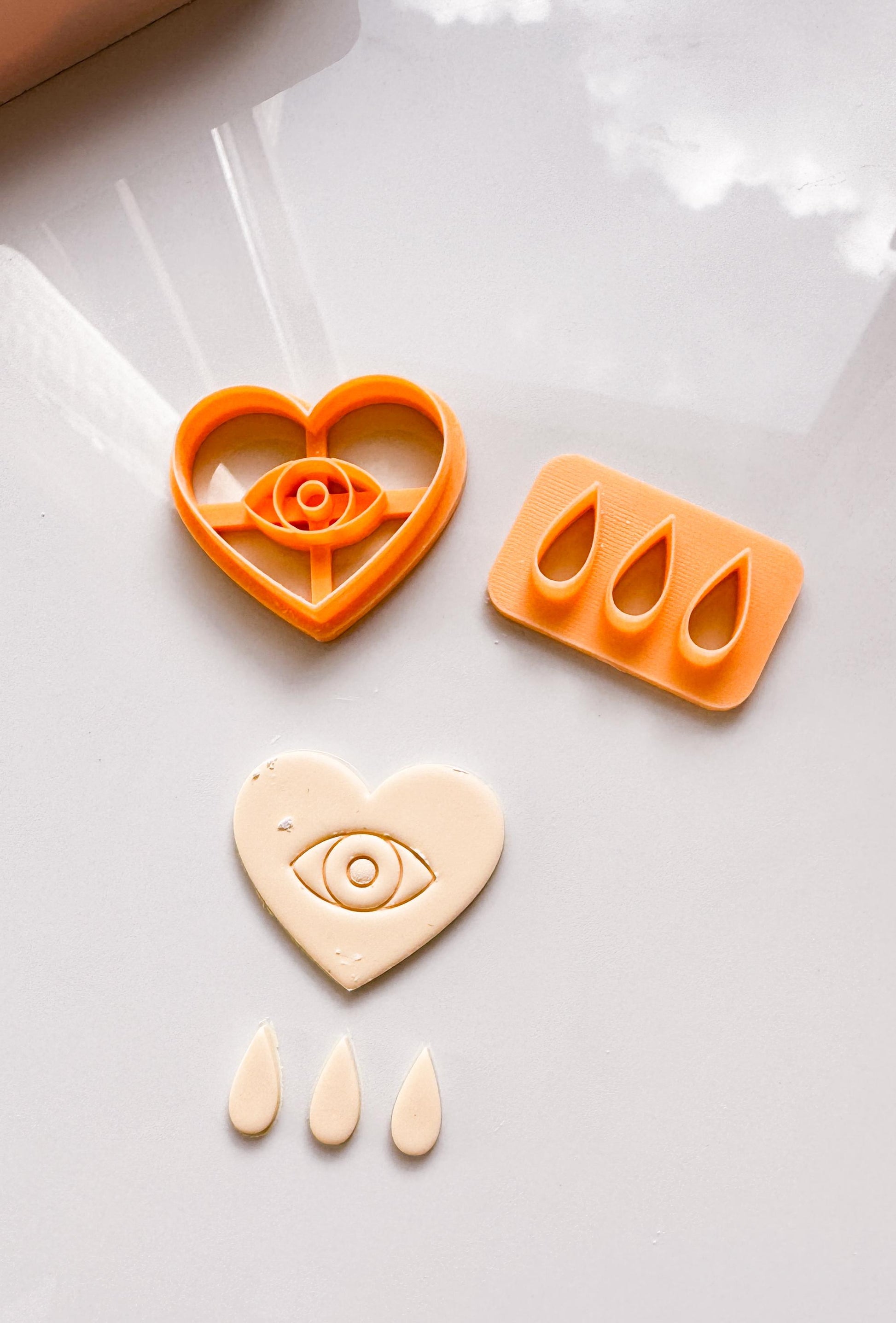 Heart with Tears Clay Cutter Set: 3D Printed Polymer Clay Earring Cutters