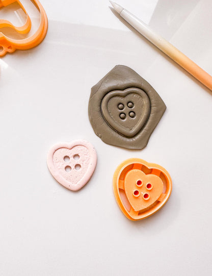 Button Heart Clay Cutter: Polymer Clay Jewelry Making