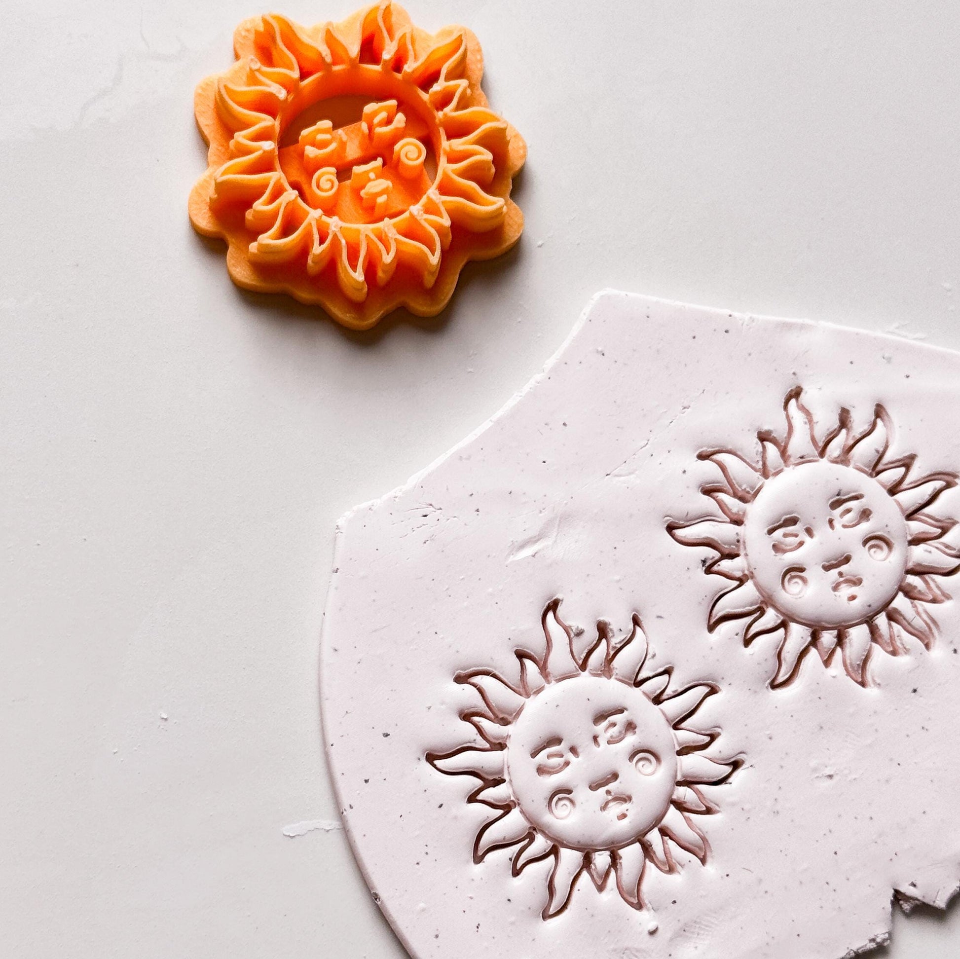 Boho Sun Face Clay Cutter: Polymer Clay Stamp, Earring Tool
