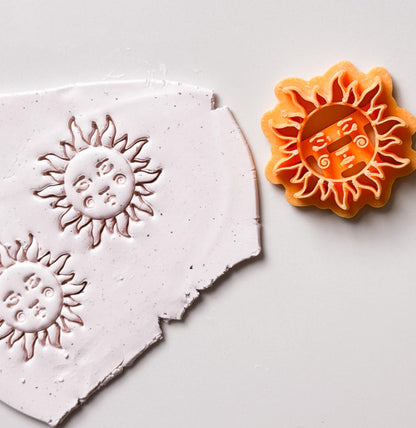 Boho Sun Face Clay Cutter: Polymer Clay Stamp, Earring Tool