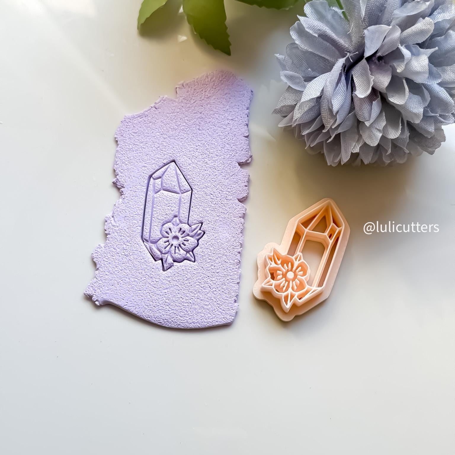 Crystal & Flower Clay Cutter: Geometric Polymer Clay Tool