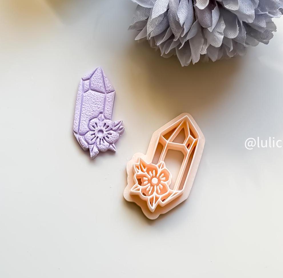 Crystal & Flower Clay Cutter: Geometric Polymer Clay Tool