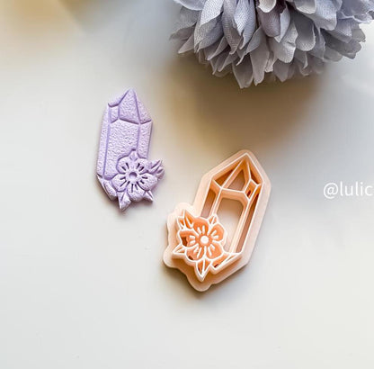 Crystal & Flower Clay Cutter: Geometric Polymer Clay Tool