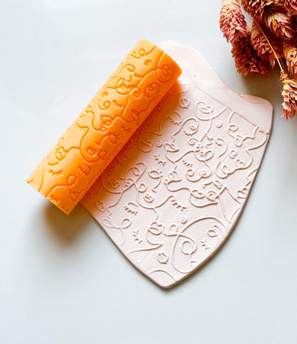 Face Pattern Texture Roller: Polymer Clay Embossing Tool