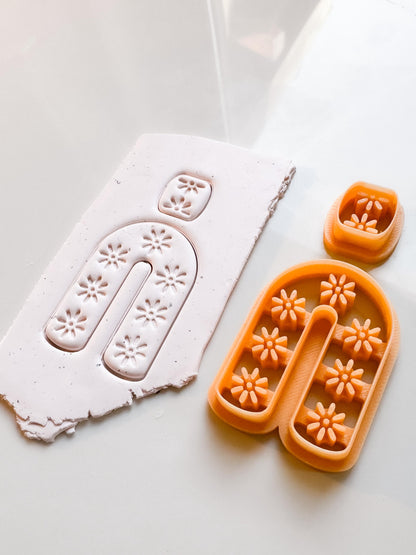 Azulejo Style Clay Cutter Set: Floral Embossed Polymer Clay Earring Tool