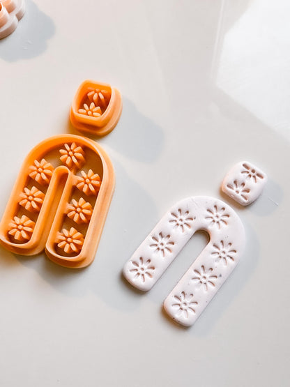 Azulejo Style Clay Cutter Set: Floral Embossed Polymer Clay Earring Tool