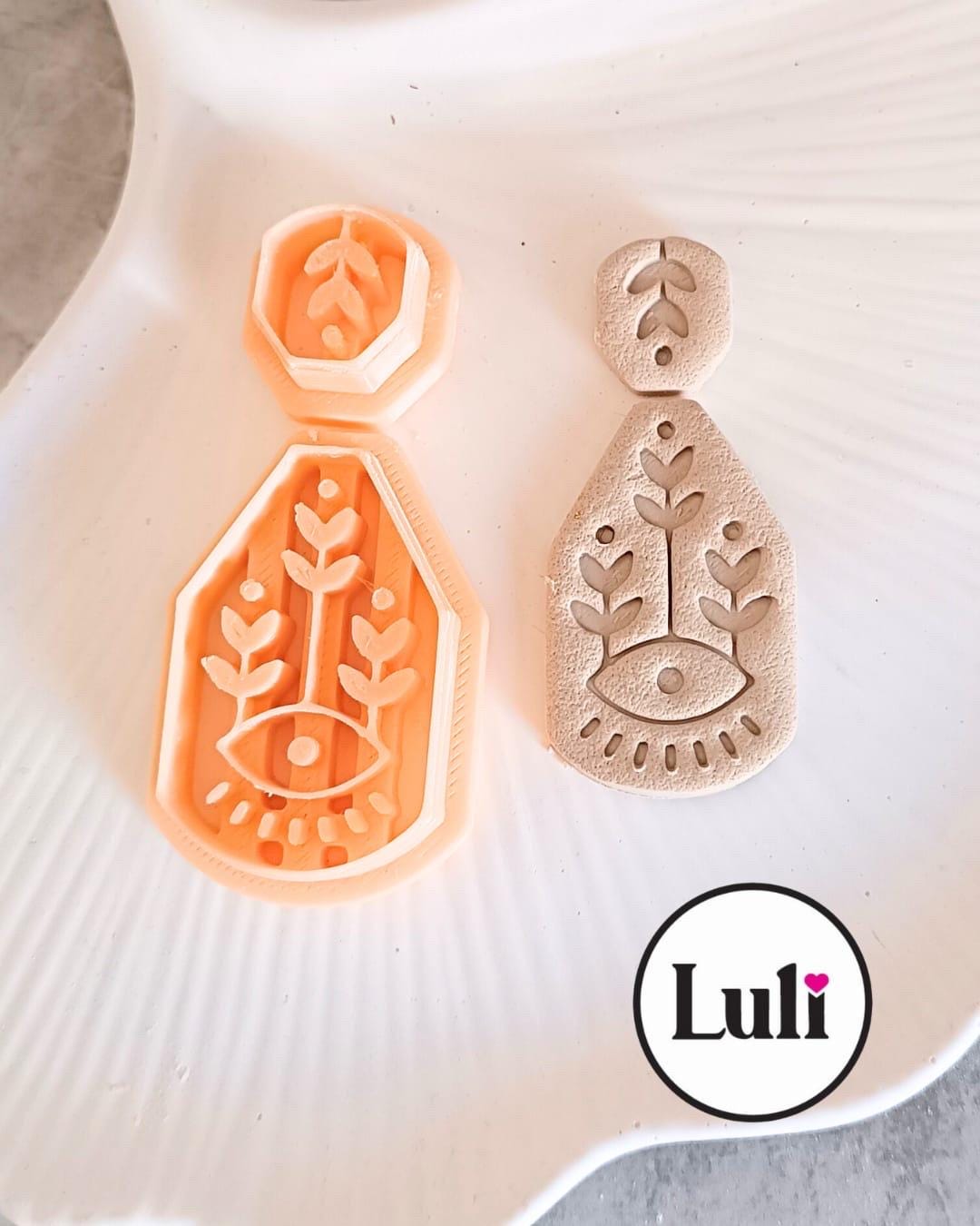 Ceramic Pattern Clay Cutter: Eye & Leaf Earrings, DIY Jewelry