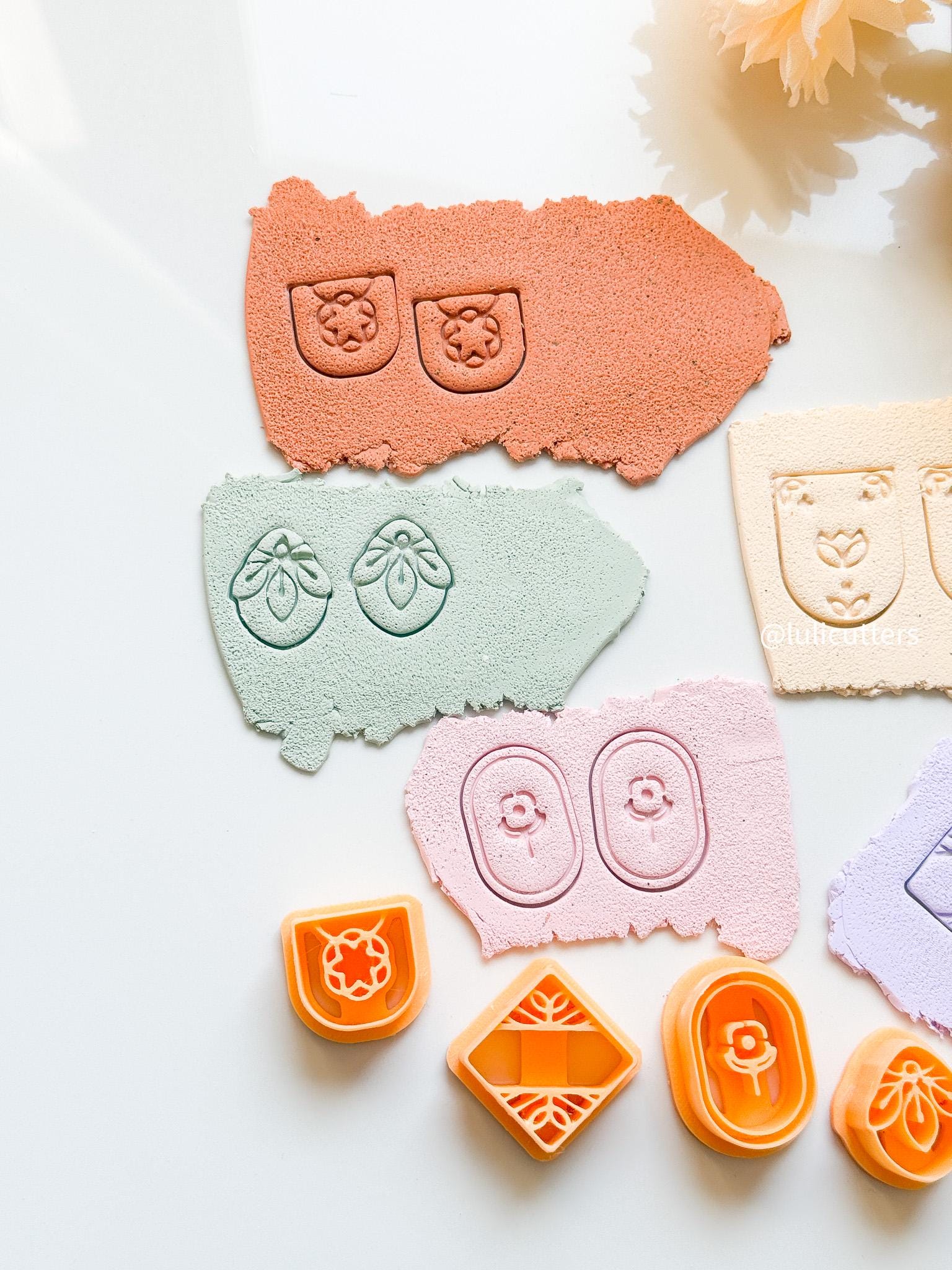 Boho Floral Polymer Clay Cutter Set Intricate Imprint Earring Cutters