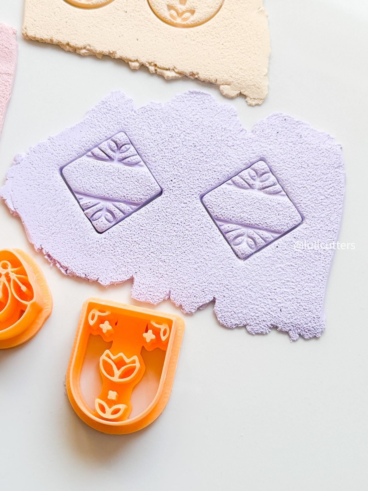 Boho Floral Polymer Clay Cutter Set Intricate Imprint Earring Cutters