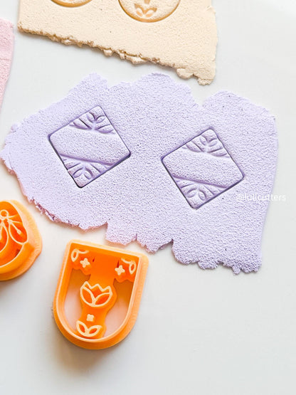 Boho Floral Polymer Clay Cutter Set Intricate Imprint Earring Cutters