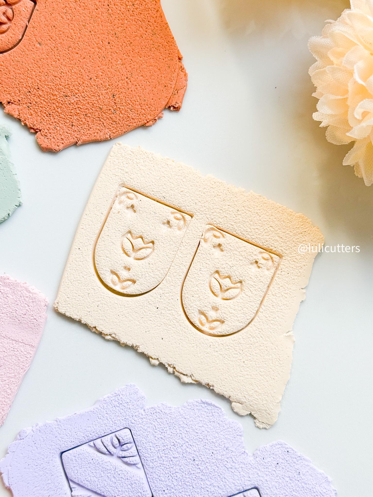 Boho Floral Polymer Clay Cutter Set Intricate Imprint Earring Cutters