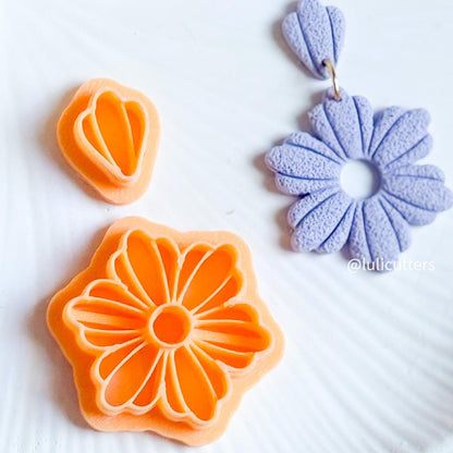 Daisy Bloom Cutter Set Polymer Clay Earring Cutter with Imprint