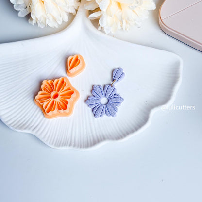 Daisy Bloom Cutter Set Polymer Clay Earring Cutter with Imprint