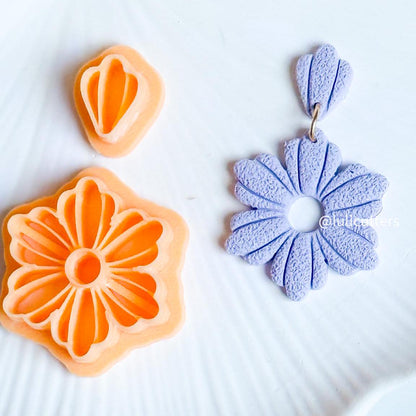 Daisy Bloom Cutter Set Polymer Clay Earring Cutter with Imprint