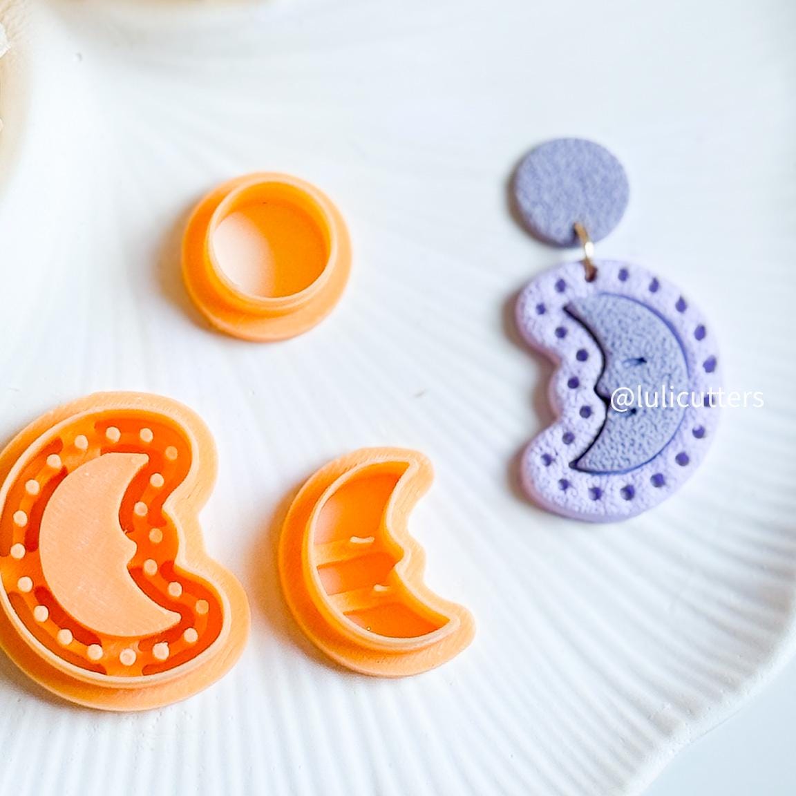 Celestial Crescent Moon Cutter Set Polymer Clay Earring Cutter with Imprint