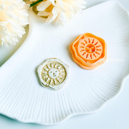 Sunburst Face Cutter Polymer Clay Earring Cutter with Imprint