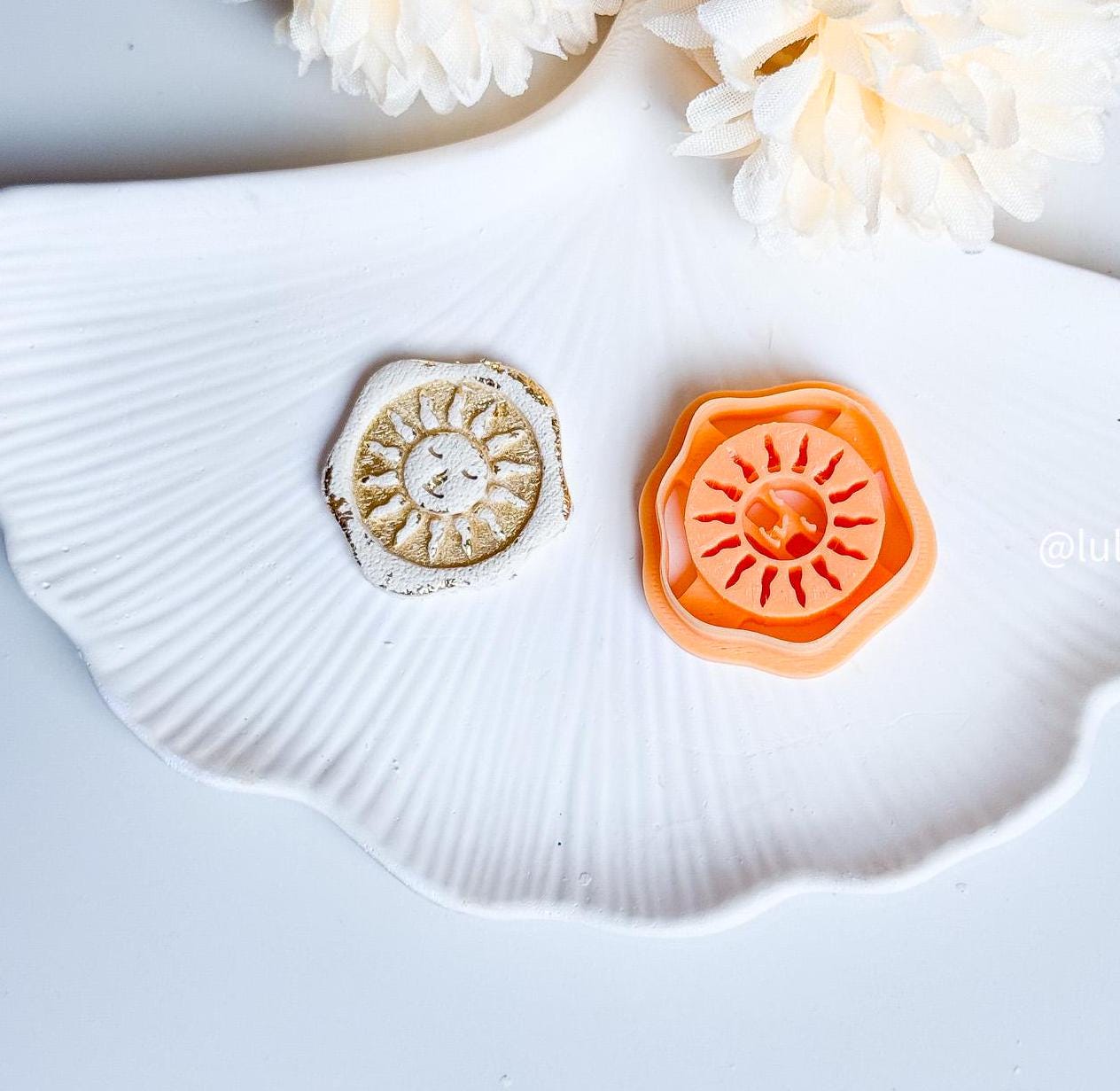 Sunburst Face Cutter Polymer Clay Earring Cutter with Imprint