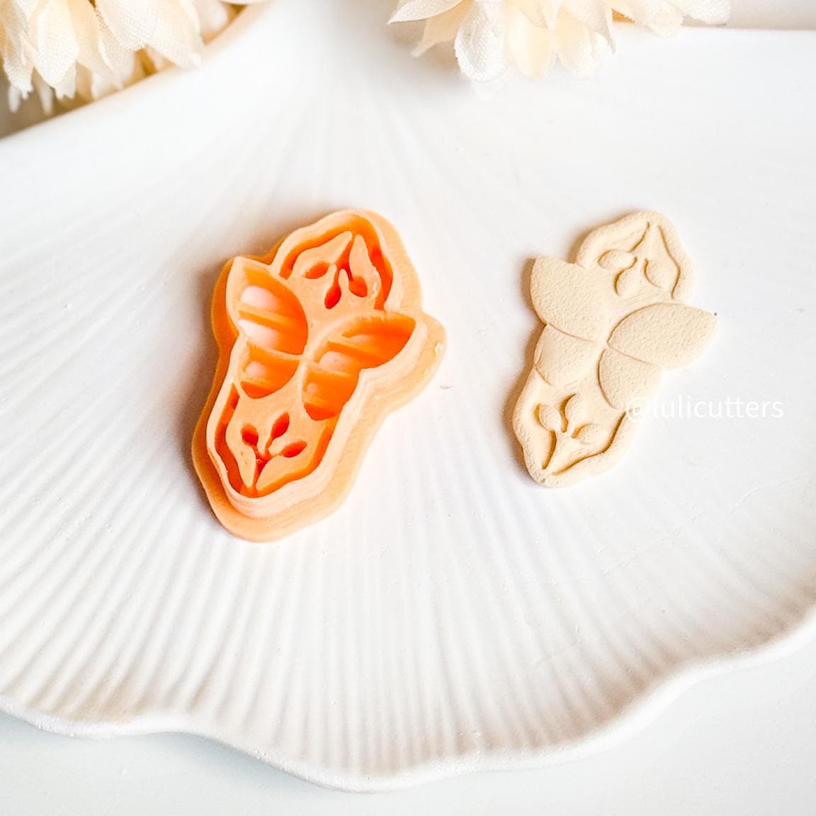 Butterfly & Leaf Cutter Set Polymer Clay Earring Cutter with Botanical Imprint - Boho Vintage Frame