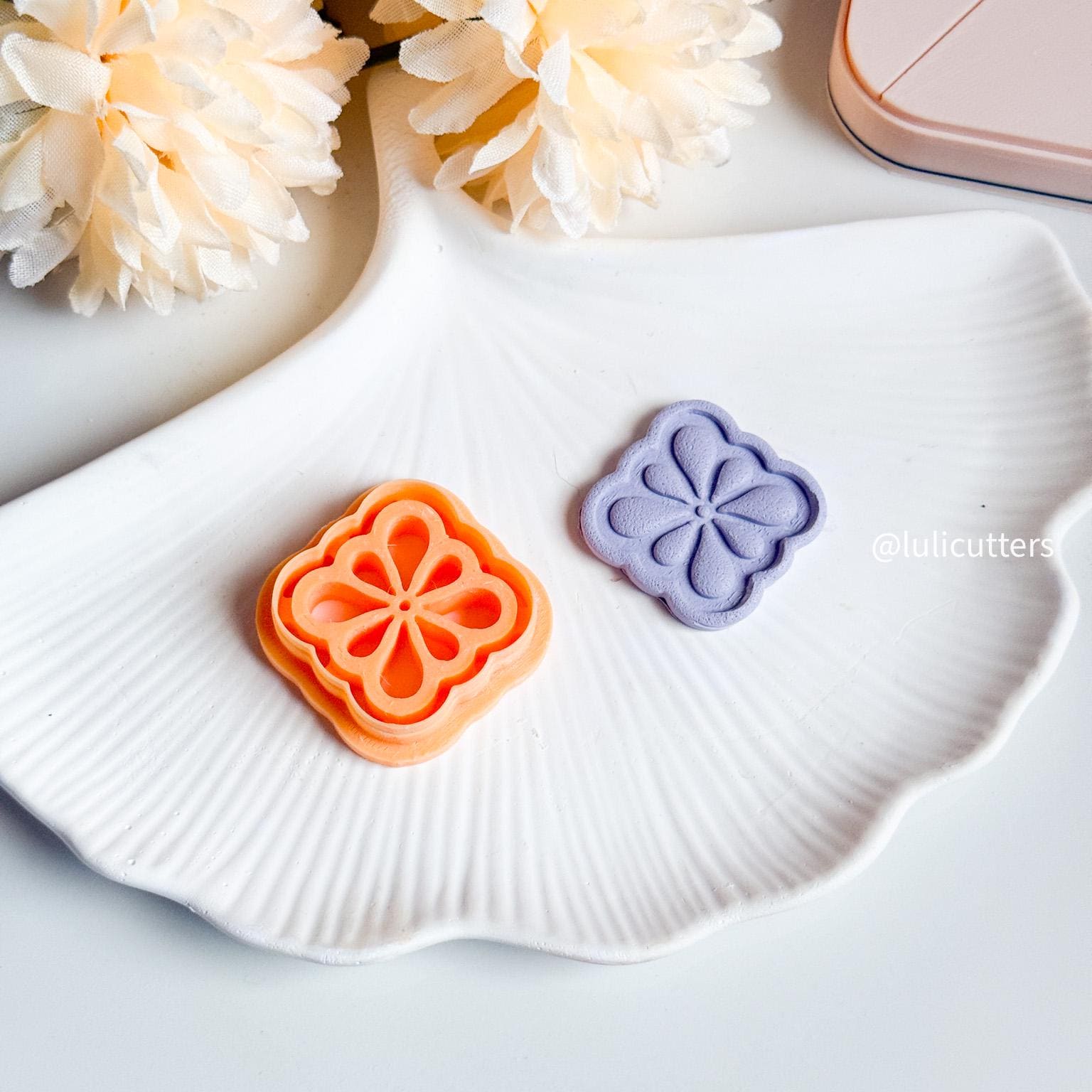 Floral Tile Cutter Set Emboss & Deboss Polymer Clay Cutters