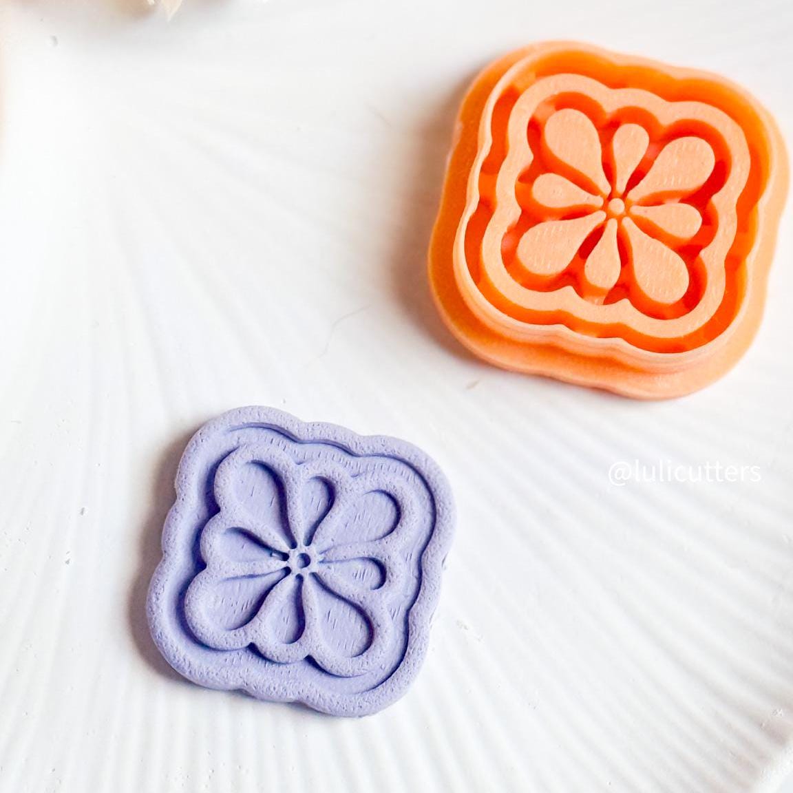 Floral Tile Cutter Set Emboss & Deboss Polymer Clay Cutters