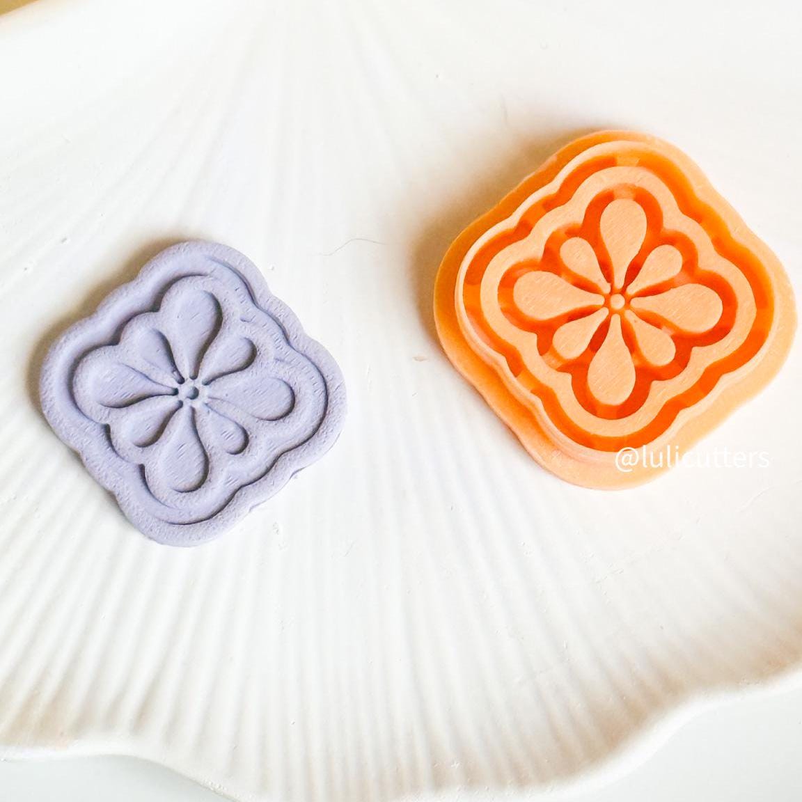 Floral Tile Cutter Set Emboss & Deboss Polymer Clay Cutters