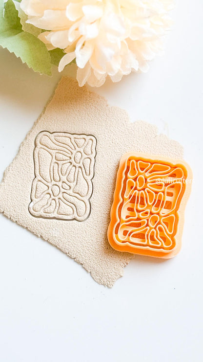 Abstract Floral Tile Cutter Polymer Clay Earring Cutter with Imprint & Deboss Options