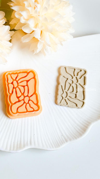 Abstract Floral Tile Cutter Polymer Clay Earring Cutter with Imprint & Deboss Options