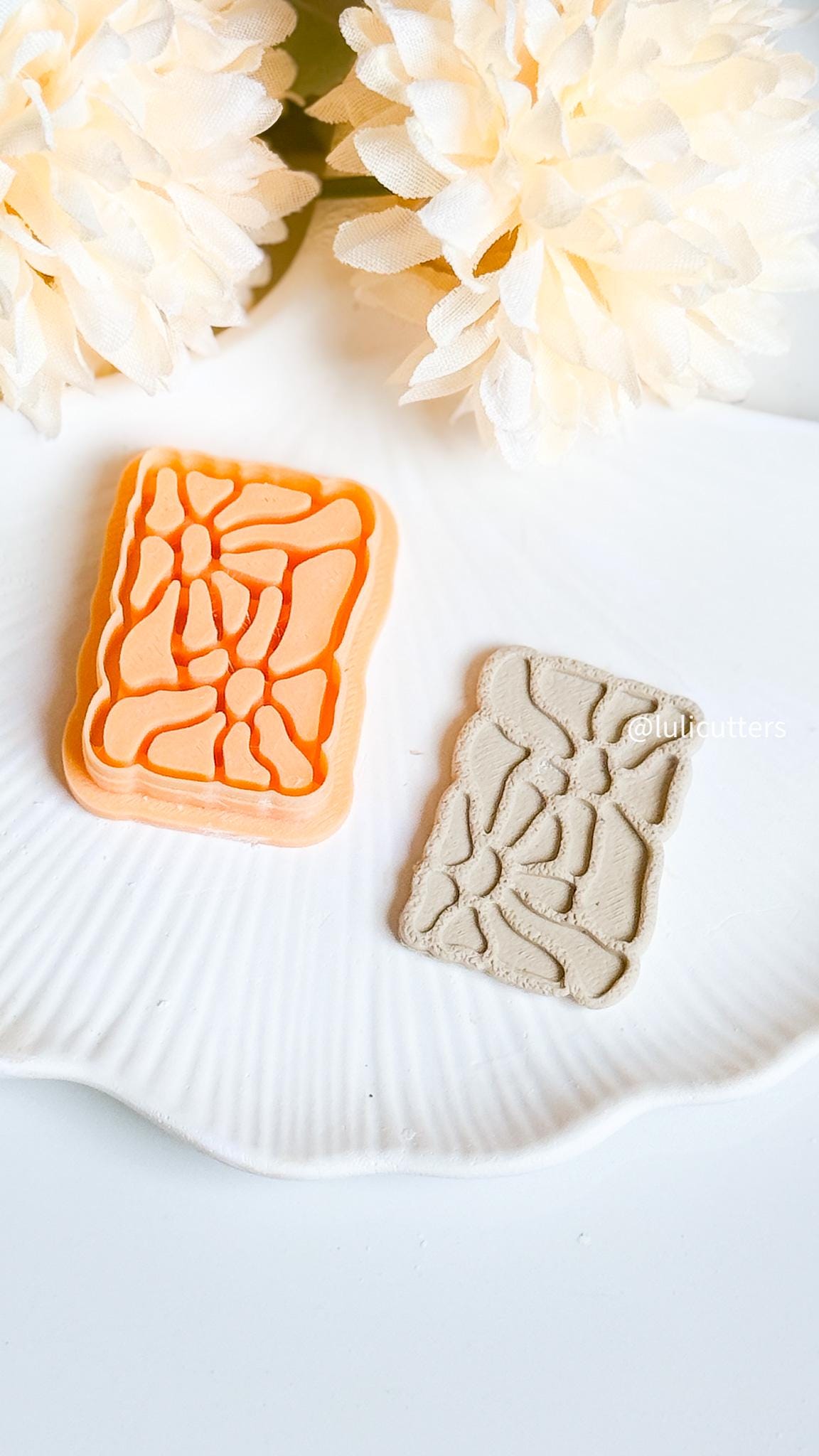 Abstract Floral Tile Cutter Polymer Clay Earring Cutter with Imprint & Deboss Options