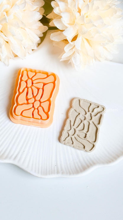 Abstract Floral Tile Cutter Polymer Clay Earring Cutter with Imprint & Deboss Options