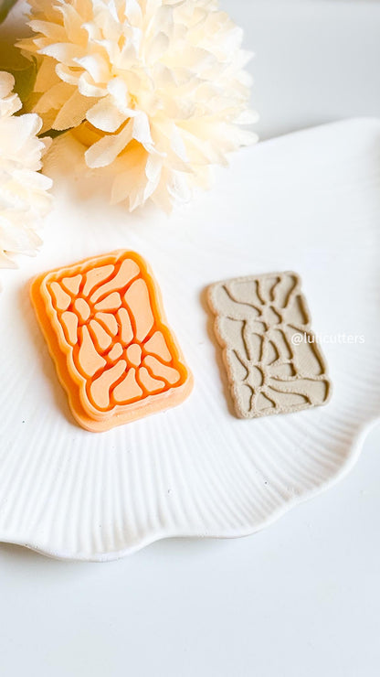 Abstract Floral Tile Cutter Polymer Clay Earring Cutter with Imprint & Deboss Options