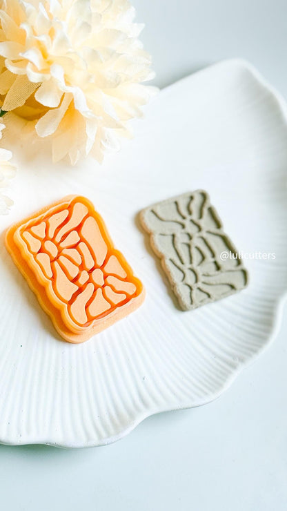 Abstract Floral Tile Cutter Polymer Clay Earring Cutter with Imprint & Deboss Options