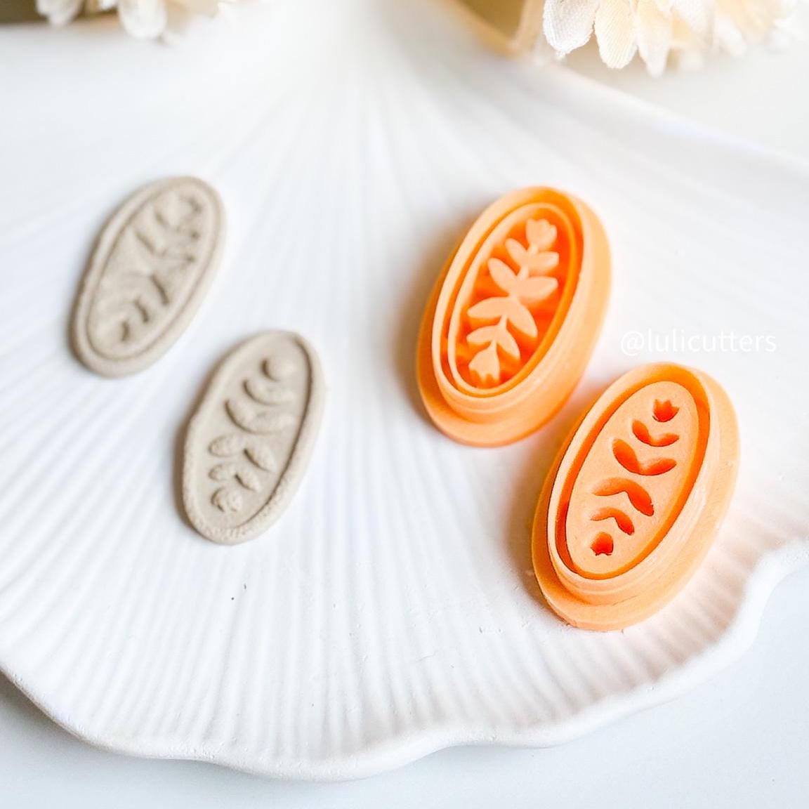 Boho Oval Leaf Cutter Set Emboss & Deboss Polymer Clay Cutters