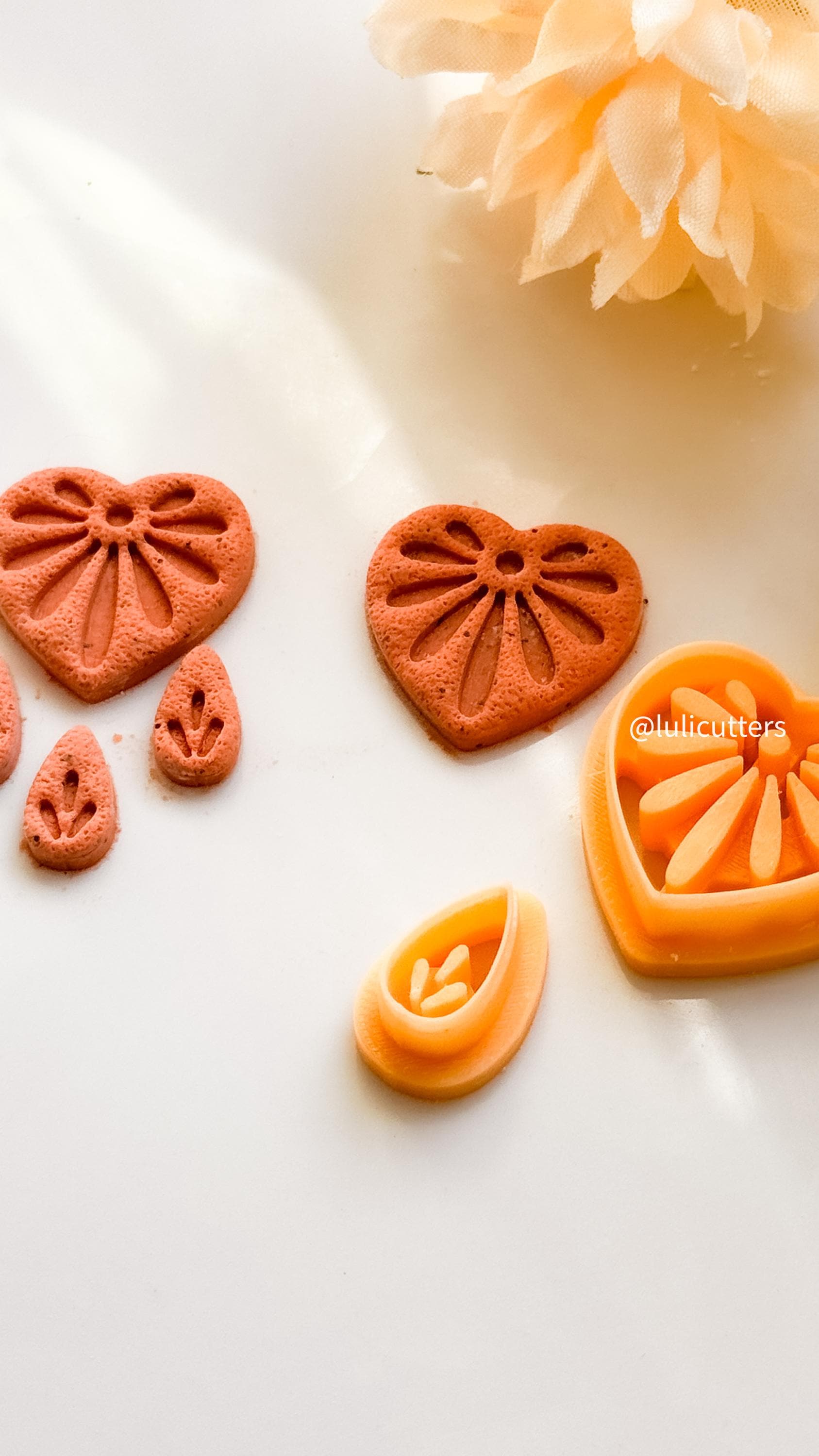 Heart Ceramic Pattern Clay Cutter Set: Textured Polymer Clay Earrings